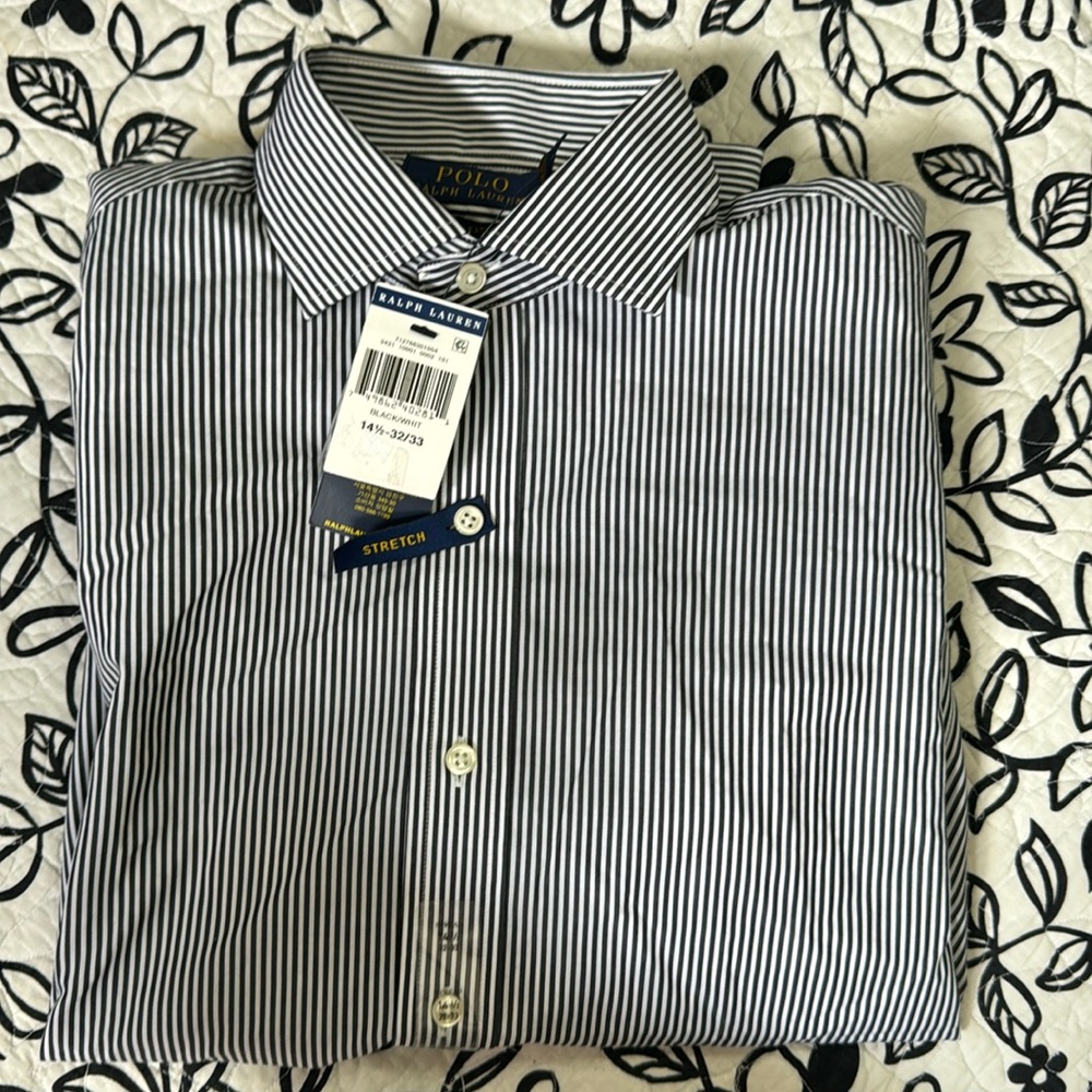 (791)NWT Mens long sleeve casual shirt by Polo Ralph Lauren. Size 14 1/2-32/33